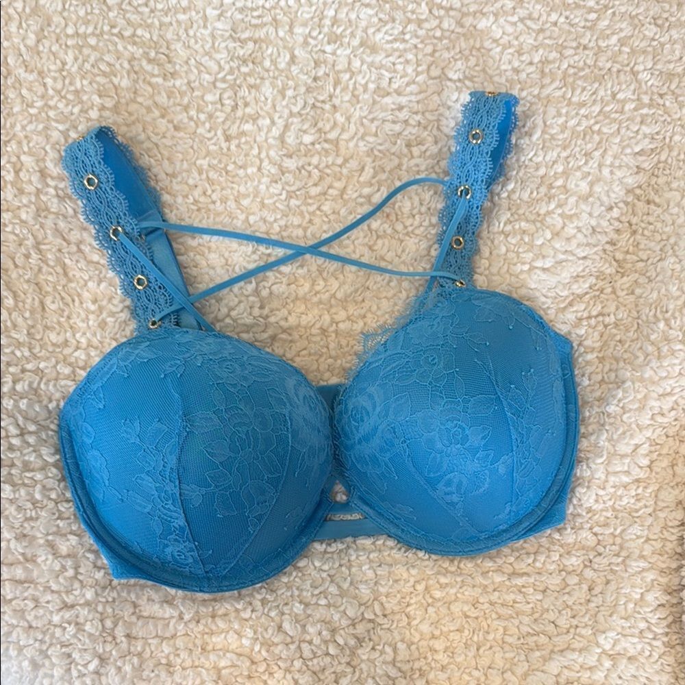 Victoria's Secret Blue Strappy Lace Bra